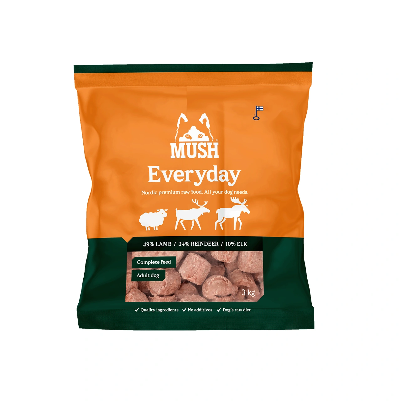 MUSH Everyday Wild lam rensdyr elg 3 kg - råfoder til hund